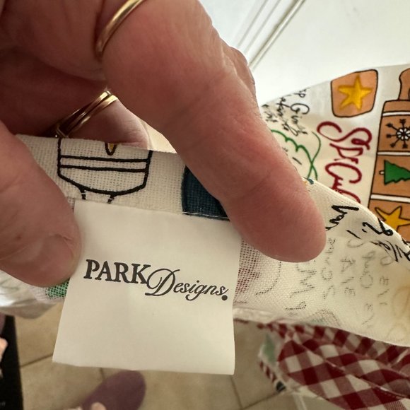 Park Designs Apron Christmas Cookie Recipe One Sz Adjustable Tie Red check trim - Picture 4 of 6